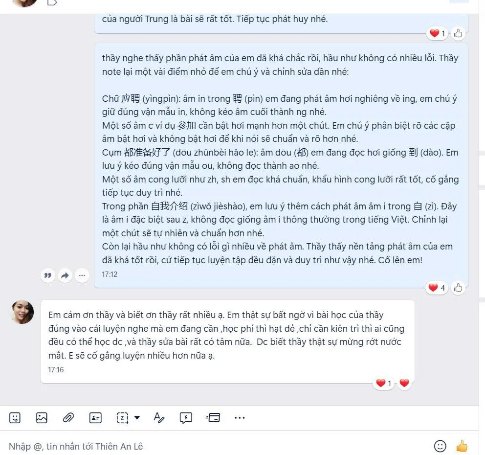 Feedback của học viên Thiên An Lê