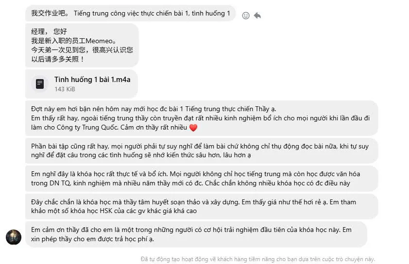 Feedback của học viên Minh Anh về khóa công việc
