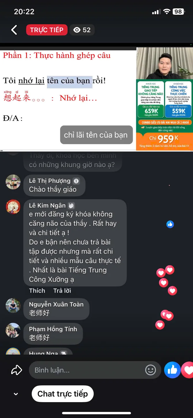 Feedback của học viên Lê Kim Ngân